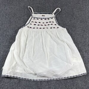 Pilcro Anthropologie White Boho Embroidered Tank Top Women's Small‎ Smocked
